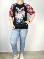 макси дамска блуза "Заек" - черен